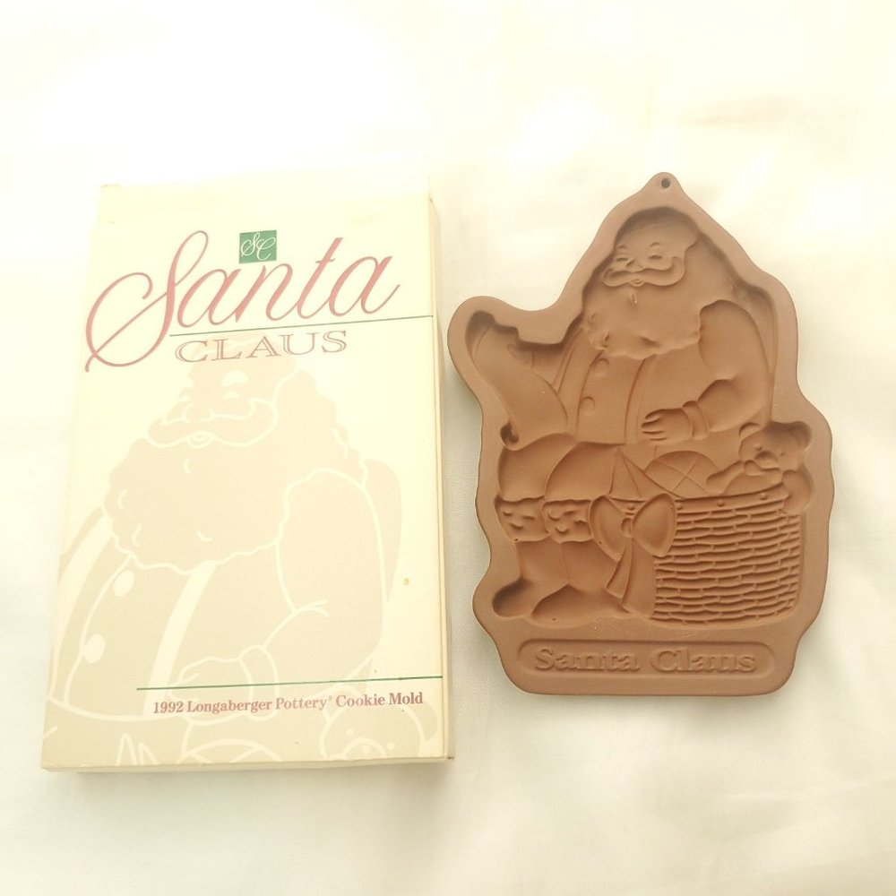 Longaberger Ceramic Pottery Christmas 1992 Santa Claus Chocolate/ Cookie Mold